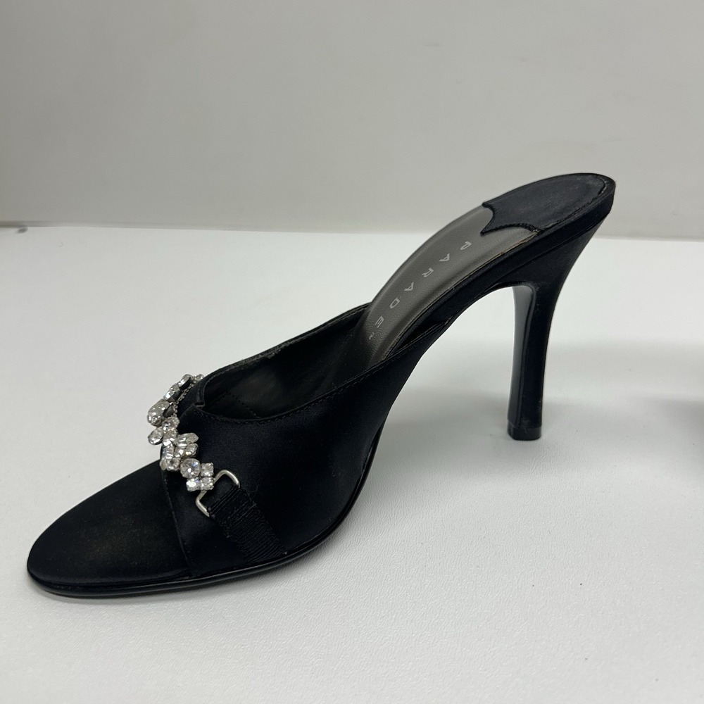 Vintage Parade Y2K Black Rhinestone Stiletto Mule Heels Party Cocktail Size 6 - Picture 7 of 14